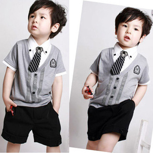  童装儿童套装男童夏装新款韩版学院风宝宝衣服学生六一演出服