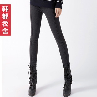  韩国青年女装春装新款正品牌代购修身抓绒加厚小脚打底裤子