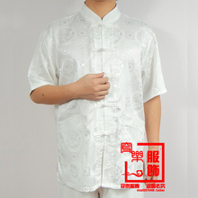 2012亚麻中老年男装短袖衬衫 夏装男士短袖唐