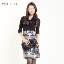 专柜正品 YINER音儿影儿新黑白经典拼接连衣裙89305270