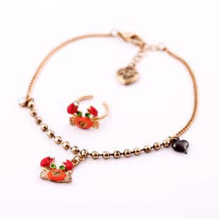  女人饰界 欧美饰品批发 海洋风 螃蟹女士脚链脚戒配饰直销