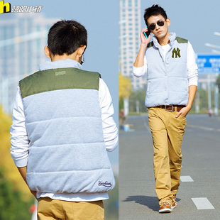  嘻哈小镇 MLB棒球NY扬基冬款加厚街舞棉背心马甲男式潮流休闲外套