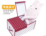 可爱小熊头双盖收纳箱 多用衣物整理箱 衣柜箱 收纳盒