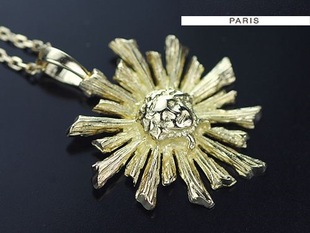 尚美 18K黄金抽象艺术太阳吊坠项链 长40cm 坠