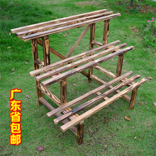 花架/实木花架/园林户外仿古炭化花架/三层花架阳台花盆架