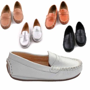  【NJ童品】韩国正品牛皮童鞋学生单鞋儿童皮鞋男童女童黑 白皮鞋