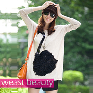 Large CD loose clothing and long sections sequined swan sweater knit sweater dress shirt bottoming