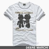 【5151m】DEERE MARCHI莱卡时尚暴力小熊男士短袖T恤 MD603白