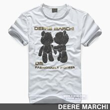 【5折】DEERE MARCHI莱卡时尚暴力小熊男士短袖T恤 MD603白