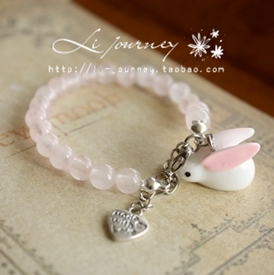  Li journey♥手工♥可爱兔子粉晶手链