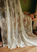 zt0805乡村田园白色玫瑰花，透光窗纱纱帘布艺，窗帘成品2款套装