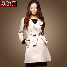 凡妃子2012春装新款女装春秋冬韩版修身女式双排扣风衣大码外套