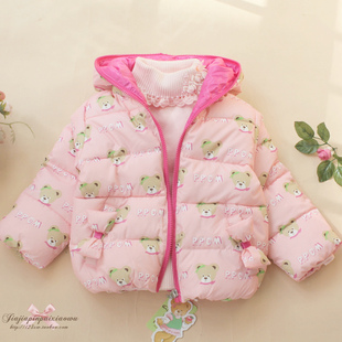  新品童装冬装 卡通印花熊 儿童棉服 女童宝宝棉袄棉衣外套