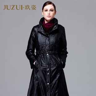  玖姿旗舰店JUZUI假两件套双层领保暖棉衣外套 专柜正品冬女装