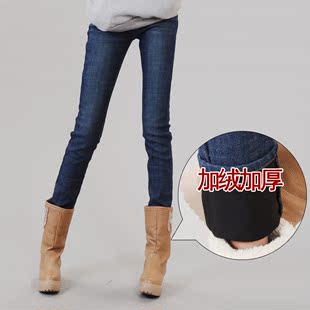  新款加绒牛仔裤女冬显瘦加厚铅笔裤小脚裤打底靴裤女士牛仔韩版潮
