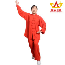 山人运动包邮透气太极拳服装太极服垂棉加丝练功服武术服女式夏款