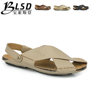  99元清仓 夏季纯手工潜艇鞋 时尚套趾真皮沙滩男士凉鞋 男鞋