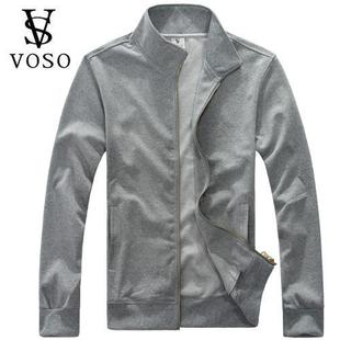  VOSO/沃索春秋装男士新款运动休闲宽松立领大码开衫卫衣外套
