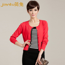 2012春夏装新品 圆领修身长袖短款 羊毛针织衫开衫女外套包邮