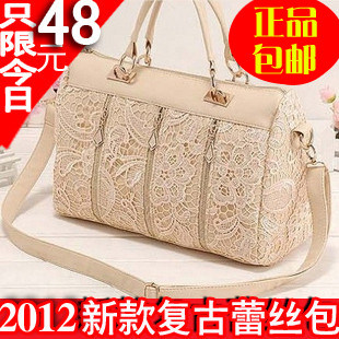 春夏 韩版2012新款达芙妮复古蕾丝包单肩手提斜挎三用包包 女包包