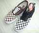 Vans黑白格系带帆布休闲情侣鞋