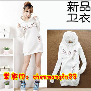 新款春秋装卫衣秋冬韩版女装连帽加厚抓绒长款卫衣休闲外套小熊女