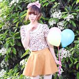 特价2012新款夏装碎花波点钉珠装修翻领蕾丝衫雪纺衫