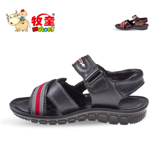  牧童童鞋 男童凉鞋 头层牛皮凉鞋沙滩鞋 预防扁平足