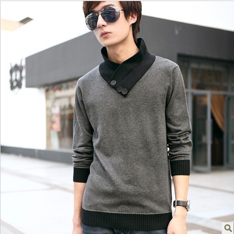 韩版修身半高领套头...