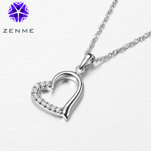 zenme 925纯银吊坠 心形项链女士吊坠 韩版饰品 可刻字新娘配饰33
