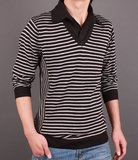 cul.k(易尚)2011正品韩版秋季新款 <em>圆领</em>条纹 男