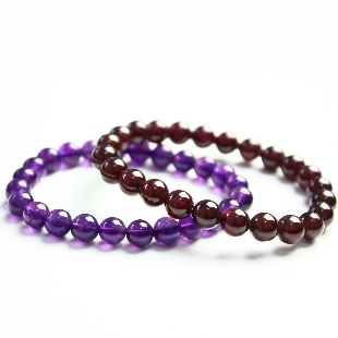  亲宝水晶 本命年天然石榴石正品 手链 女 转运珠紫晶包邮 一对价