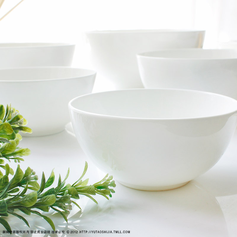 纯白骨瓷4寸-9英寸澳碗汤碗大碗 韩式泡面碗陶瓷 米饭碗瓷碗餐具