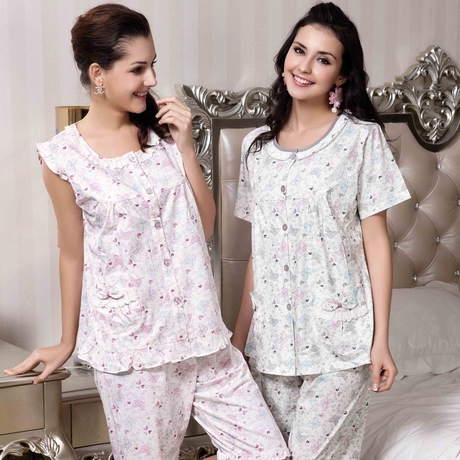 新款碎花无袖短裤中老年人睡衣女夏款纯棉可爱