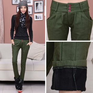  秋冬保暖修身显瘦棉裤加厚加绒小脚哈伦裤 女裤休闲裤长裤靴裤子