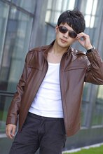 2012春装新款可货到付款 韩版修身型男装外套 绵羊皮男士特价皮衣