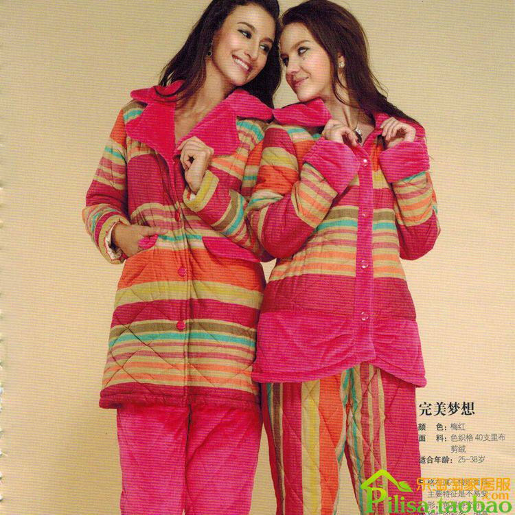 新世家族 2012冬季新款 剪绒夹棉加厚<em>女款睡衣</em>