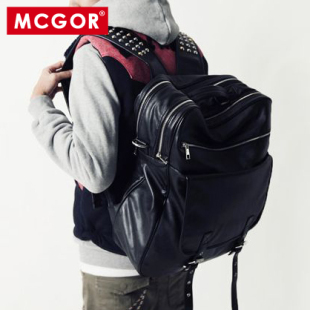  MCGOR 男式韩版双肩包双肩背包 男包个性铆钉休闲包书包大包潮包
