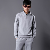 套头衣2012新款春装工作服阿迪达斯男翻领跑步纯棉运动套装运动服