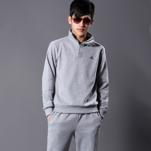 套头衣2012新款春装工作服阿迪达斯男翻领跑步纯棉运动套装运动服