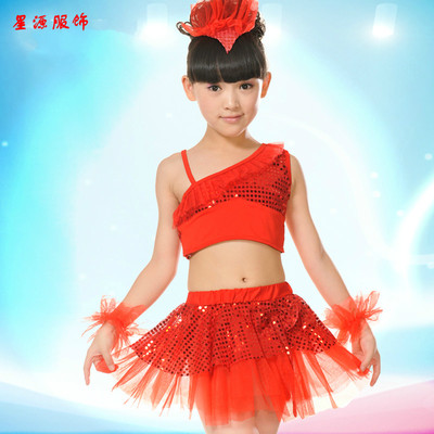 标题优化:六一儿童节中小童舞台表演演出服装女幼儿现代分体亮片纱裙蓬蓬裙