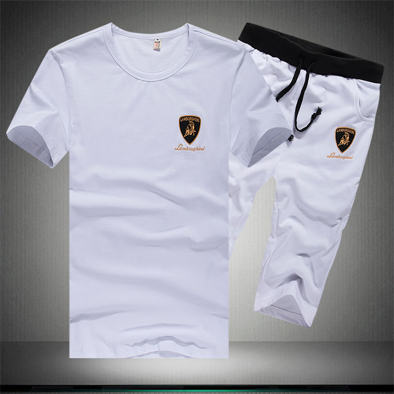 兰博基尼新品夏季运动服套装男士韩版休闲短袖t恤七分短裤套装男