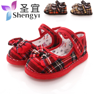  圣宜正品 宝宝儿童布鞋 手工布底鞋千层底 传统布鞋 女童 蝴蝶结