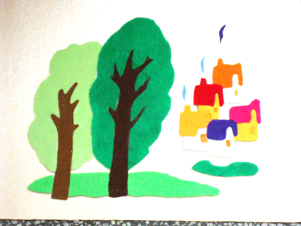 儿童风景布贴画材料包/幼儿园儿童手工制作/剪纸作业拼贴画