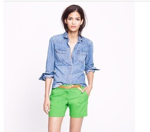  新品上架JCREW/J.CREW女款纯棉五分款休闲短裤，靓色到货！