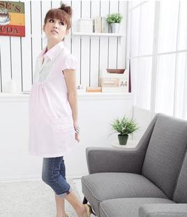 Add your child Korean sweet fresh pregnant women maternity dresses summer stripe shirt women shirts