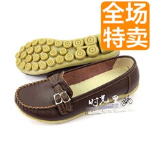 特价 休闲女鞋舒适平底牛筋按摩底平跟单鞋 真牛皮护士鞋妈妈鞋