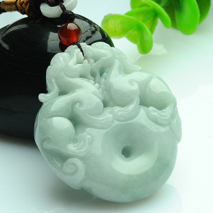  荔尚 正品 天然A货翡翠双貔貅平安扣挂件 招财守财财源滚滚玉吊坠