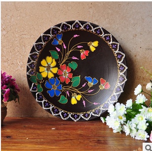 标题优化:东南亚家居泰国特色工艺品手绘花朵家居精品果盘摆件正品特价促销