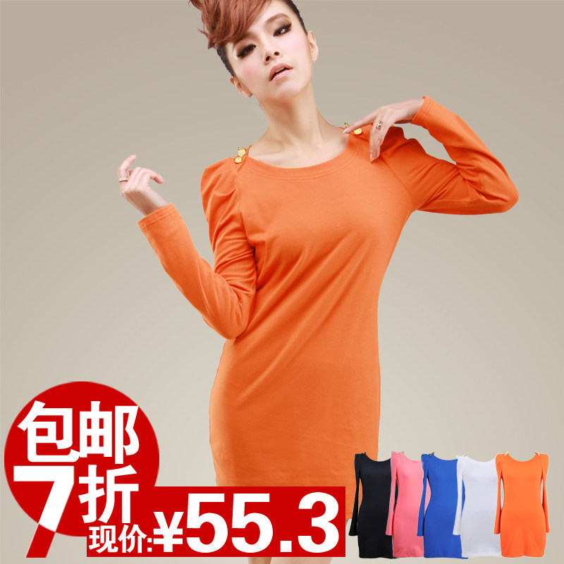 2012春装 新款女装 长款T恤 欧美范 宽松显瘦 耸肩 打底 多色TEE